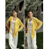 Zeagoo Womens 2026 Summer Crochet Cardigan Sweaters Lightweight Long Sleeve Open Front Kimono Boho Knit Cover Ups(Yellow)