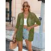 Zeagoo Women’s 2026 Summer Crochet Lightweight Cardigan Short Sleeve Boho Kimono Oversized Open Front Sweater Tops(Army Green)