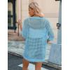 Zeagoo Women’s 2026 Summer Crochet Lightweight Cardigan Short Sleeve Boho Kimono Oversized Open Front Sweater Tops(Lake Blue)