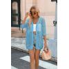 Zeagoo Women’s 2026 Summer Crochet Lightweight Cardigan Short Sleeve Boho Kimono Oversized Open Front Sweater Tops(Lake Blue)