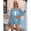 Zeagoo Women’s 2026 Summer Crochet Lightweight Cardigan Short Sleeve Boho Kimono Oversized Open Front Sweater Tops(Lake Blue)