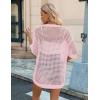 Zeagoo Women’s 2026 Summer Crochet Lightweight Cardigan Short Sleeve Boho Kimono Oversized Open Front Sweater Tops(Light Pink)