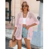 Zeagoo Women’s 2026 Summer Crochet Lightweight Cardigan Short Sleeve Boho Kimono Oversized Open Front Sweater Tops(Light Pink)