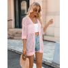 Zeagoo Women’s 2026 Summer Crochet Lightweight Cardigan Short Sleeve Boho Kimono Oversized Open Front Sweater Tops(Light Pink)