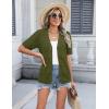 Zeagoo Women’s 2026 Summer Short Sleeve Crochet Cardigan V Neck Cropped Lightweight Button up Bolero Shrug Sweater(Army Green)