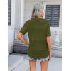 Zeagoo Women’s 2026 Summer Short Sleeve Crochet Cardigan V Neck Cropped Lightweight Button up Bolero Shrug Sweater(Army Green)