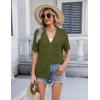 Zeagoo Women’s 2026 Summer Short Sleeve Crochet Cardigan V Neck Cropped Lightweight Button up Bolero Shrug Sweater(Army Green)