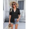 Zeagoo Women’s 2026 Summer Short Sleeve Crochet Cardigan V Neck Cropped Lightweight Button up Bolero Shrug Sweater(Black)