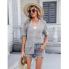 Zeagoo Women’s 2026 Summer Short Sleeve Crochet Cardigan V Neck Cropped Lightweight Button up Bolero Shrug Sweater(Grey)