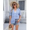 Zeagoo Women’s 2026 Summer Short Sleeve Crochet Cardigan V Neck Cropped Lightweight Button up Bolero Shrug Sweater(Light Blue)