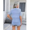 Zeagoo Women’s 2026 Summer Short Sleeve Crochet Cardigan V Neck Cropped Lightweight Button up Bolero Shrug Sweater(Light Blue)