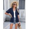 Zeagoo Women’s 2026 Summer Short Sleeve Crochet Cardigan V Neck Cropped Lightweight Button up Bolero Shrug Sweater(Navy Blue)