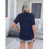 Zeagoo Women’s 2026 Summer Short Sleeve Crochet Cardigan V Neck Cropped Lightweight Button up Bolero Shrug Sweater(Navy Blue)