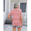 Zeagoo Women’s 2026 Summer Short Sleeve Crochet Cardigan V Neck Cropped Lightweight Button up Bolero Shrug Sweater(Pink)