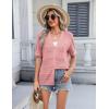 Zeagoo Women’s 2026 Summer Short Sleeve Crochet Cardigan V Neck Cropped Lightweight Button up Bolero Shrug Sweater(Pink)