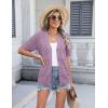 Zeagoo Women’s 2026 Summer Short Sleeve Crochet Cardigan V Neck Cropped Lightweight Button up Bolero Shrug Sweater(Purple)