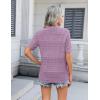 Zeagoo Women’s 2026 Summer Short Sleeve Crochet Cardigan V Neck Cropped Lightweight Button up Bolero Shrug Sweater(Purple)
