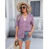 Zeagoo Women’s 2026 Summer Short Sleeve Crochet Cardigan V Neck Cropped Lightweight Button up Bolero Shrug Sweater(Purple)