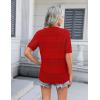 Zeagoo Women’s 2026 Summer Short Sleeve Crochet Cardigan V Neck Cropped Lightweight Button up Bolero Shrug Sweater(Red)
