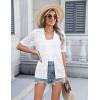 Zeagoo Women’s 2026 Summer Short Sleeve Crochet Cardigan V Neck Cropped Lightweight Button up Bolero Shrug Sweater(White)