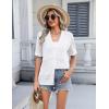 Zeagoo Women’s 2026 Summer Short Sleeve Crochet Cardigan V Neck Cropped Lightweight Button up Bolero Shrug Sweater(White)