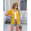 Zeagoo Women’s 2026 Summer Short Sleeve Crochet Cardigan V Neck Cropped Lightweight Button up Bolero Shrug Sweater(Yellow)