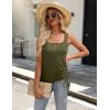 Zeagoo Womens 2026 Tank Tops 2 Pack U Neck Summer Sleeveless Tops Loose Fit Button Casual Henley Shirts(Black+army Green)