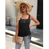 Zeagoo Womens 2026 Tank Tops 2 Pack U Neck Summer Sleeveless Tops Loose Fit Button Casual Henley Shirts(Black+pink)