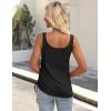 Zeagoo Womens 2026 Tank Tops 2 Pack U Neck Summer Sleeveless Tops Loose Fit Button Casual Henley Shirts(Black+white)
