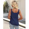 Zeagoo Womens 2026 Tank Tops 2 Pack U Neck Summer Sleeveless Tops Loose Fit Button Casual Henley Shirts(Deep Navy+wine Red)