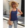 Zeagoo Womens 2026 Tank Tops 2 Pack U Neck Summer Sleeveless Tops Loose Fit Button Casual Henley Shirts(Deep Navy+wine Red)