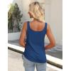 Zeagoo Womens 2026 Tank Tops 2 Pack U Neck Summer Sleeveless Tops Loose Fit Button Casual Henley Shirts(Navy+grey)