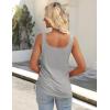 Zeagoo Womens 2026 Tank Tops 2 Pack U Neck Summer Sleeveless Tops Loose Fit Button Casual Henley Shirts(White+grey)