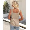 Zeagoo Womens 2026 Tank Tops 2 Pack U Neck Summer Sleeveless Tops Loose Fit Button Casual Henley Shirts(White+khaki)