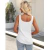 Zeagoo Womens 2026 Tank Tops 2 Pack U Neck Summer Sleeveless Tops Loose Fit Button Casual Henley Shirts(White+rose Red)