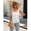 Zeagoo Womens 2026 Tank Tops 2 Pack U Neck Summer Sleeveless Tops Loose Fit Button Casual Henley Shirts(White+rose Red)