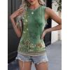 Zeagoo Womens 2026 Tank Tops Casual Crewneck Sleeveless T Shirts Loose Fit Summer Tunic Blouse(1-green Flower)
