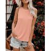 Zeagoo Womens 2026 Tank Tops Casual Crewneck Sleeveless T Shirts Loose Fit Summer Tunic Blouse(Coral and Black)