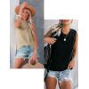 Zeagoo Womens 2026 Tank Tops Casual Crewneck Sleeveless T Shirts Loose Fit Summer Tunic Blouse(Khaki and Black)