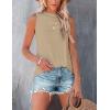 Zeagoo Womens 2026 Tank Tops Casual Crewneck Sleeveless T Shirts Loose Fit Summer Tunic Blouse(Khaki and White)
