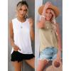 Zeagoo Womens 2026 Tank Tops Casual Crewneck Sleeveless T Shirts Loose Fit Summer Tunic Blouse(Khaki and White)