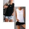 Zeagoo Womens 2026 Tank Tops Casual Crewneck Sleeveless T Shirts Loose Fit Summer Tunic Blouse(White and Black)