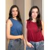 Zeagoo Womens 2026 Tank Tops Casual Crewneck Sleeveless T Shirts Loose Fit Summer Tunic Blouse(Wine Red and Blue)