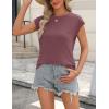 Zeagoo Womens 3 Pack Crewneck Cap Sleeve Tank Tops Casual Basic T Shirts Loose Fit Tee Summer Tops 2025(2-winered)