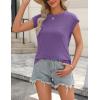 Zeagoo Womens 3 Pack Crewneck Cap Sleeve Tank Tops Casual Basic T Shirts Loose Fit Tee Summer Tops 2025(3 Pack:purpleblackwhite)