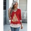 Zeagoo Womens Blouse Casual 3/4 Length Sleeve V Neck Basic T-Shirts Spring Summer Cute Tunic Tops Business Work Tees(Christmas Red-sd489)