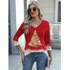 Zeagoo Womens Blouse Casual 3/4 Length Sleeve V Neck Basic T-Shirts Spring Summer Cute Tunic Tops Business Work Tees(Christmas Red-sd489)