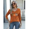 Zeagoo Womens Blouse Casual 3/4 Length Sleeve V Neck Basic T-Shirts Spring Summer Cute Tunic Tops Business Work Tees(Pumpkin-ws86)