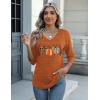 Zeagoo Womens Blouse Casual 3/4 Length Sleeve V Neck Basic T-Shirts Spring Summer Cute Tunic Tops Business Work Tees(Pumpkin-ws86)