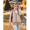 Zeagoo Women’s Cardigan 2025 Fall Winter Open Front Oversized Button V Neck Loose Soft Knit Sweater(Khaki Stripe)